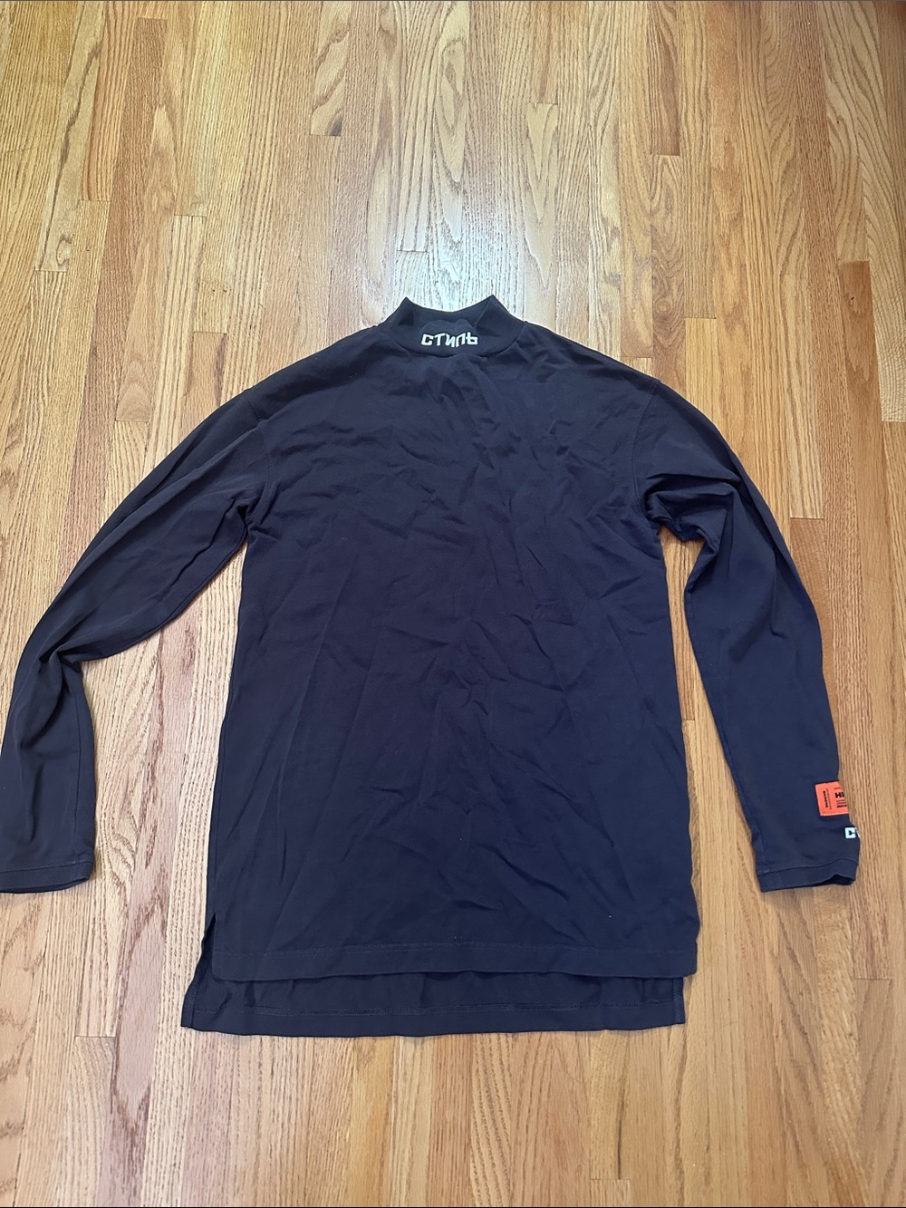 Heron Preston Black Long-Sleeve Mock Neck Tee